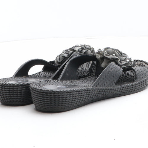 Preworn Womens Black Synthetic Slip On Sandal UK