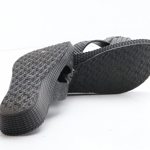 Preworn Womens Black Synthetic Slip On Sandal UK