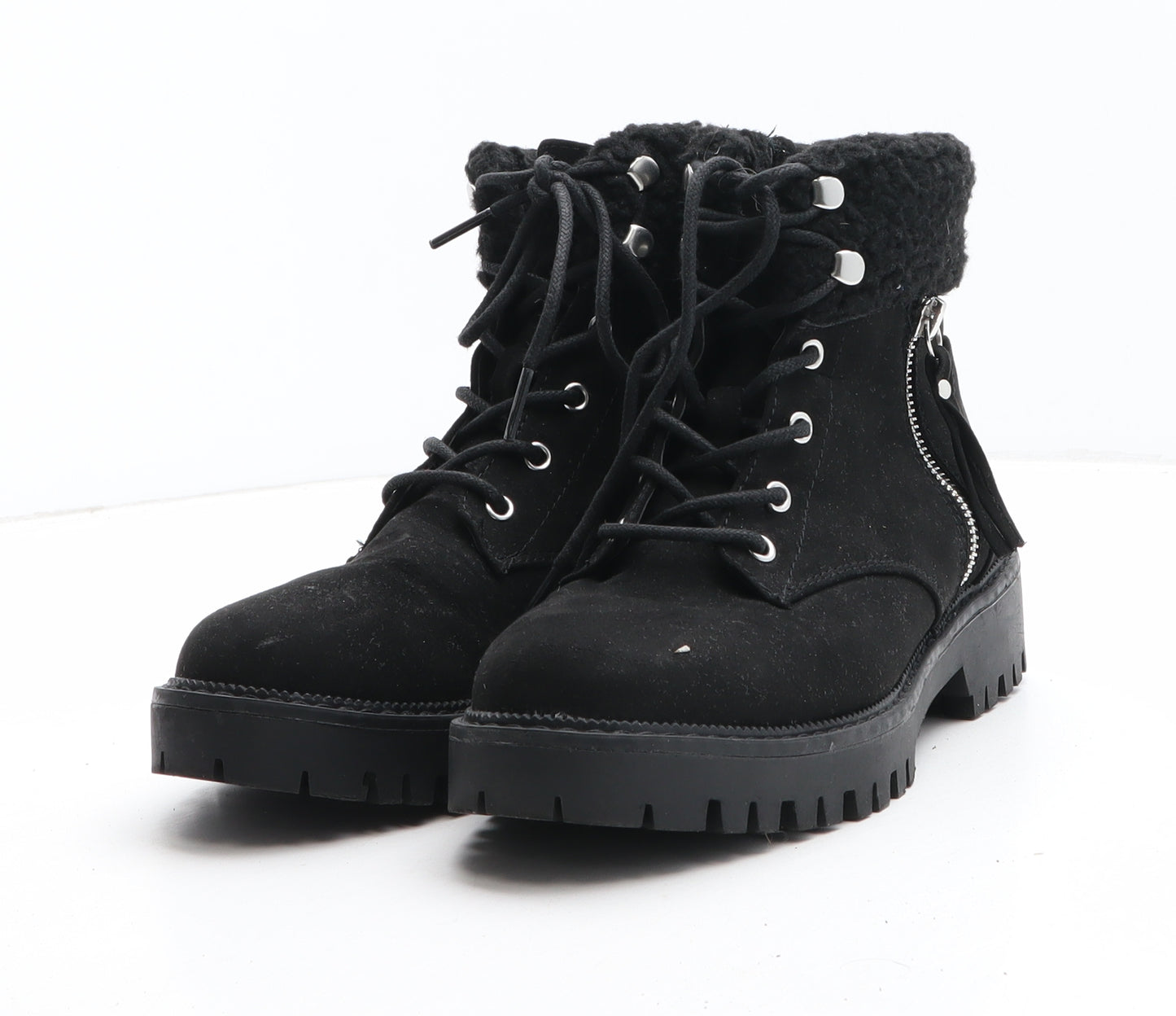New Look Womens Black Synthetic Combat Boot UK