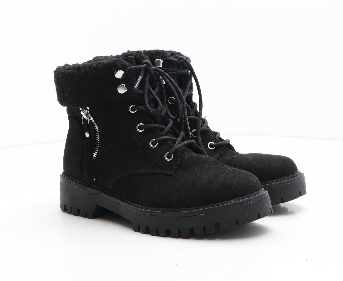 New Look Womens Black Synthetic Combat Boot UK