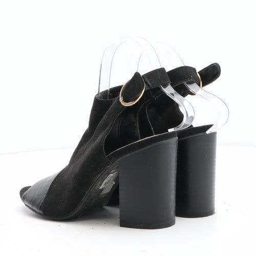 Primark Womens Black Synthetic Slingback Heel UK - Croc Texture