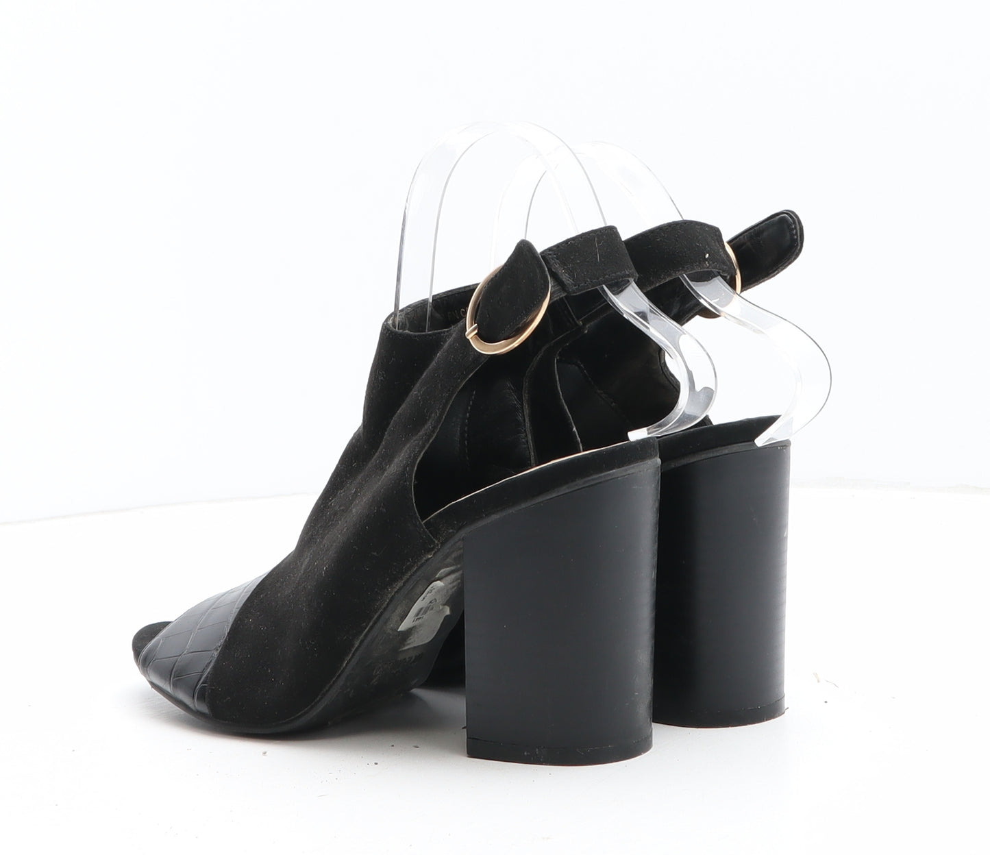 Primark Womens Black Synthetic Slingback Heel UK - Croc Texture