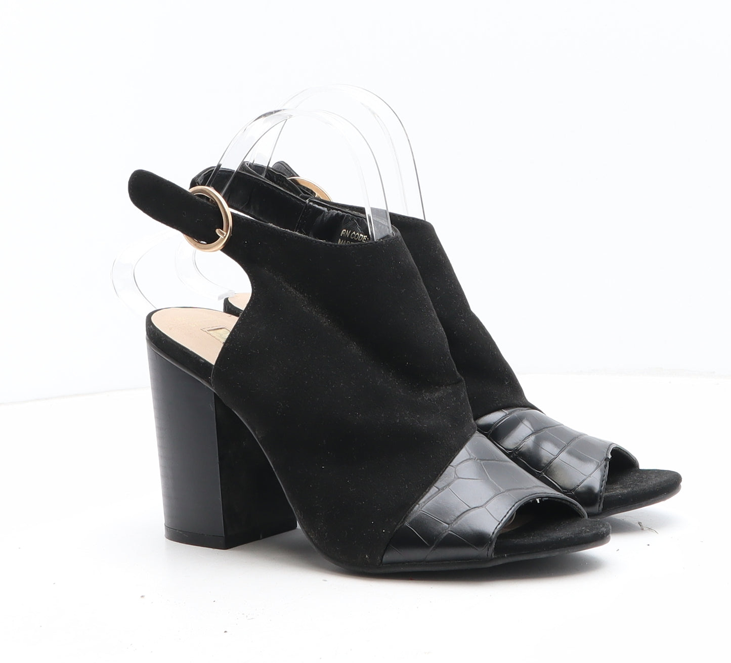 Primark Womens Black Synthetic Slingback Heel UK - Croc Texture