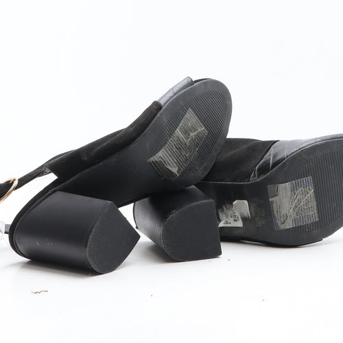 Primark Womens Black Synthetic Slingback Heel UK - Croc Texture