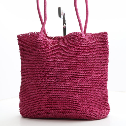 Preworn Womens Pink Polyester Tote Size Large - Flower Detail