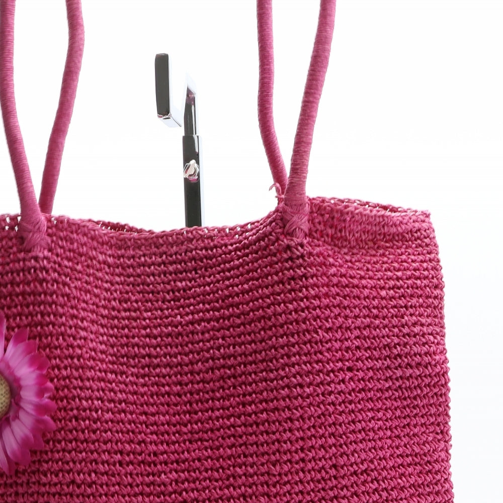 Preworn Womens Pink Polyester Tote Size Large - Flower Detail