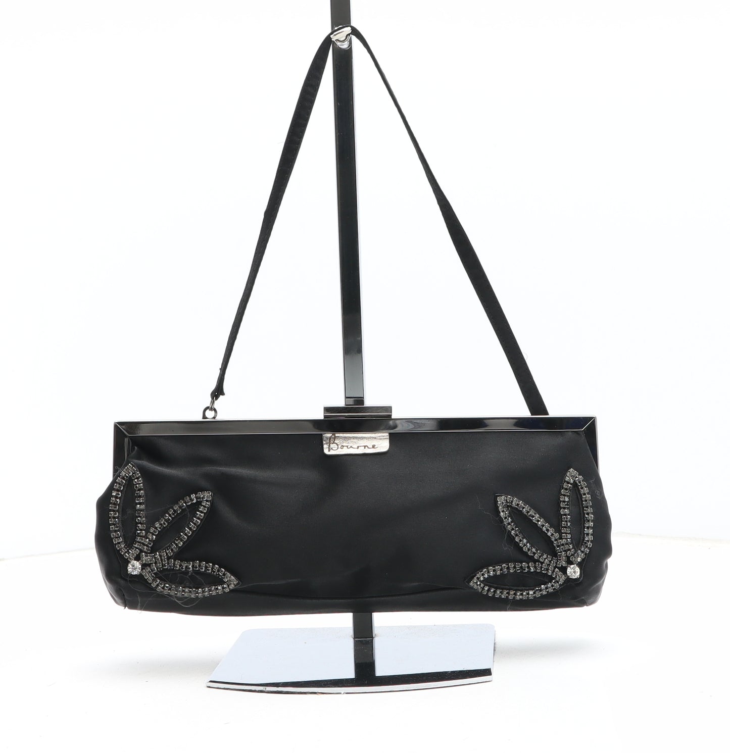 Bourne Womens Black Polyester Shoulder Bag Size Small