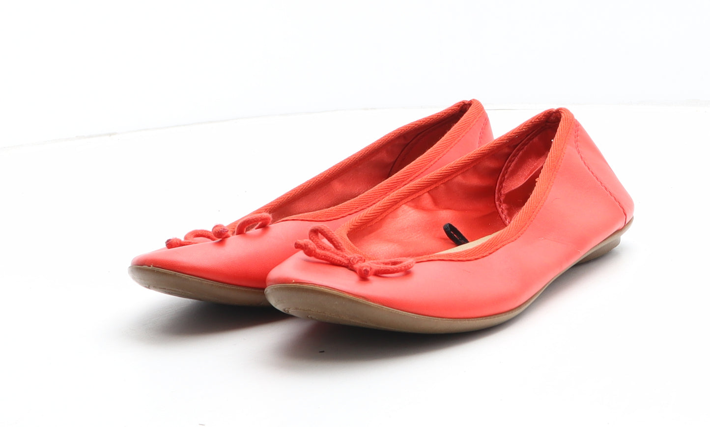 Preworn Womens Red Synthetic Ballet Flat UK