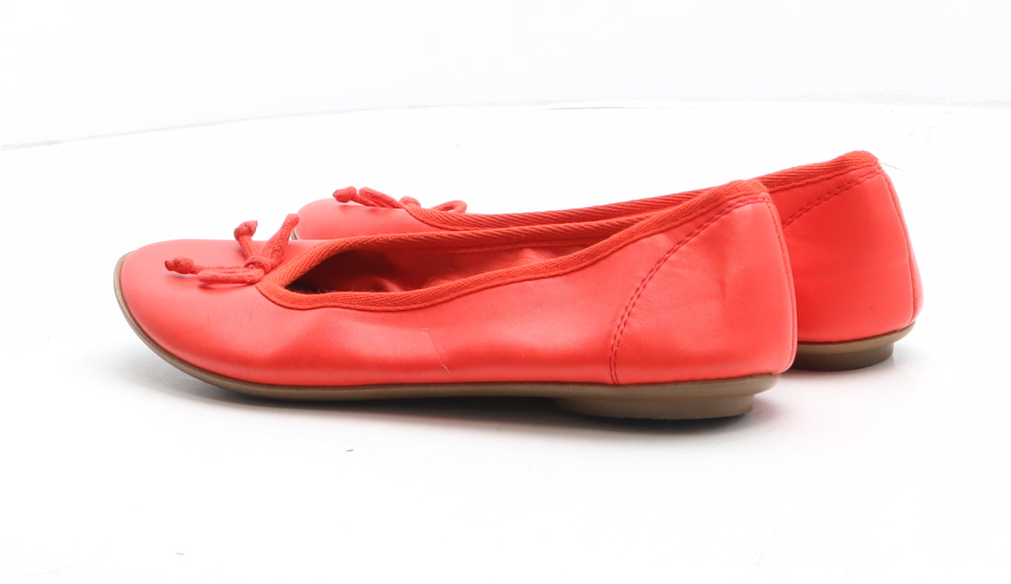 Preworn Womens Red Synthetic Ballet Flat UK