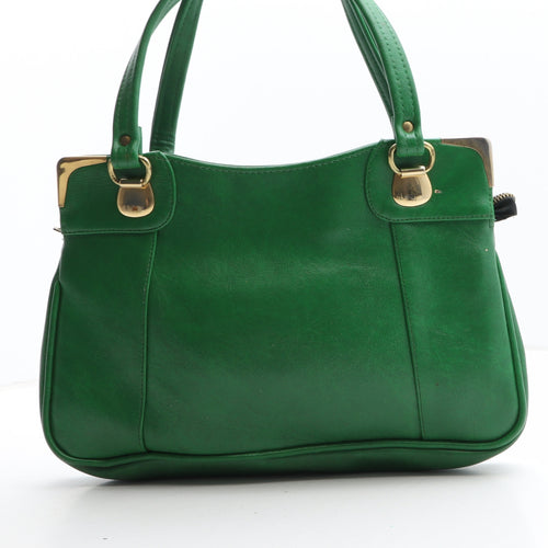 Preworn Womens Green Polyurethane Shoulder Bag Size Small