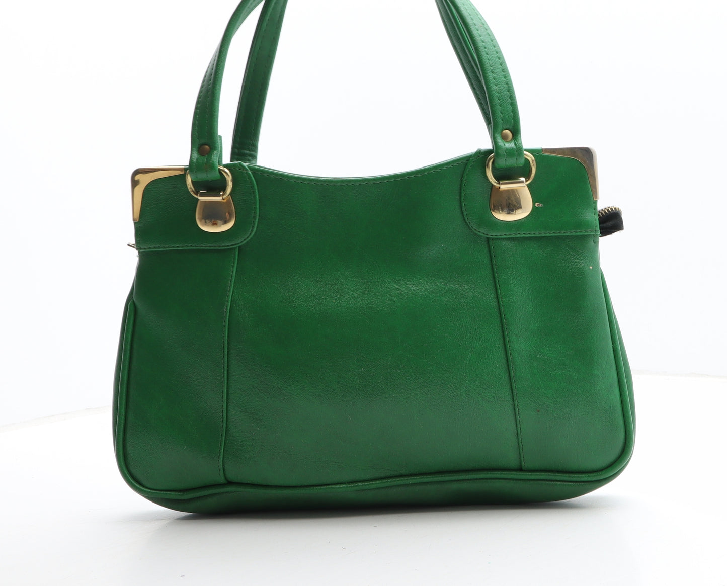 Preworn Womens Green Polyurethane Shoulder Bag Size Small