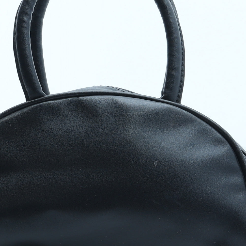 Preworn Womens Black Geometric Polyurethane Top Handle Bag Size Small