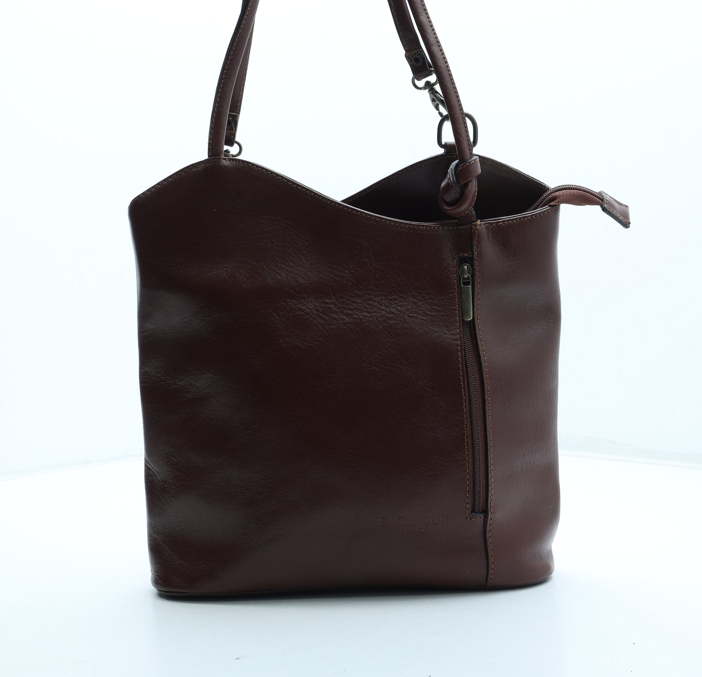 Sac Mode Womens Brown Leather Backpack Size Medium