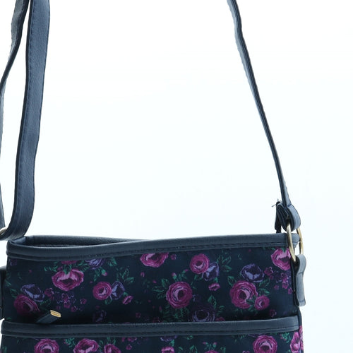 Preworn Womens Blue Floral Polyester Crossbody Size Medium