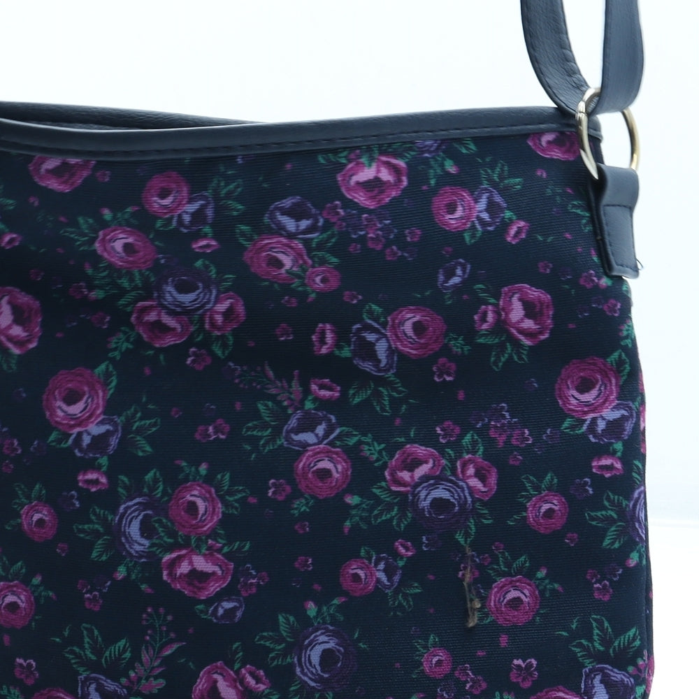 Preworn Womens Blue Floral Polyester Crossbody Size Medium