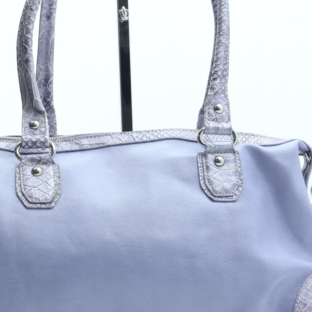 Preworn Womens Purple Floral Polyurethane Top Handle Bag Size Medium
