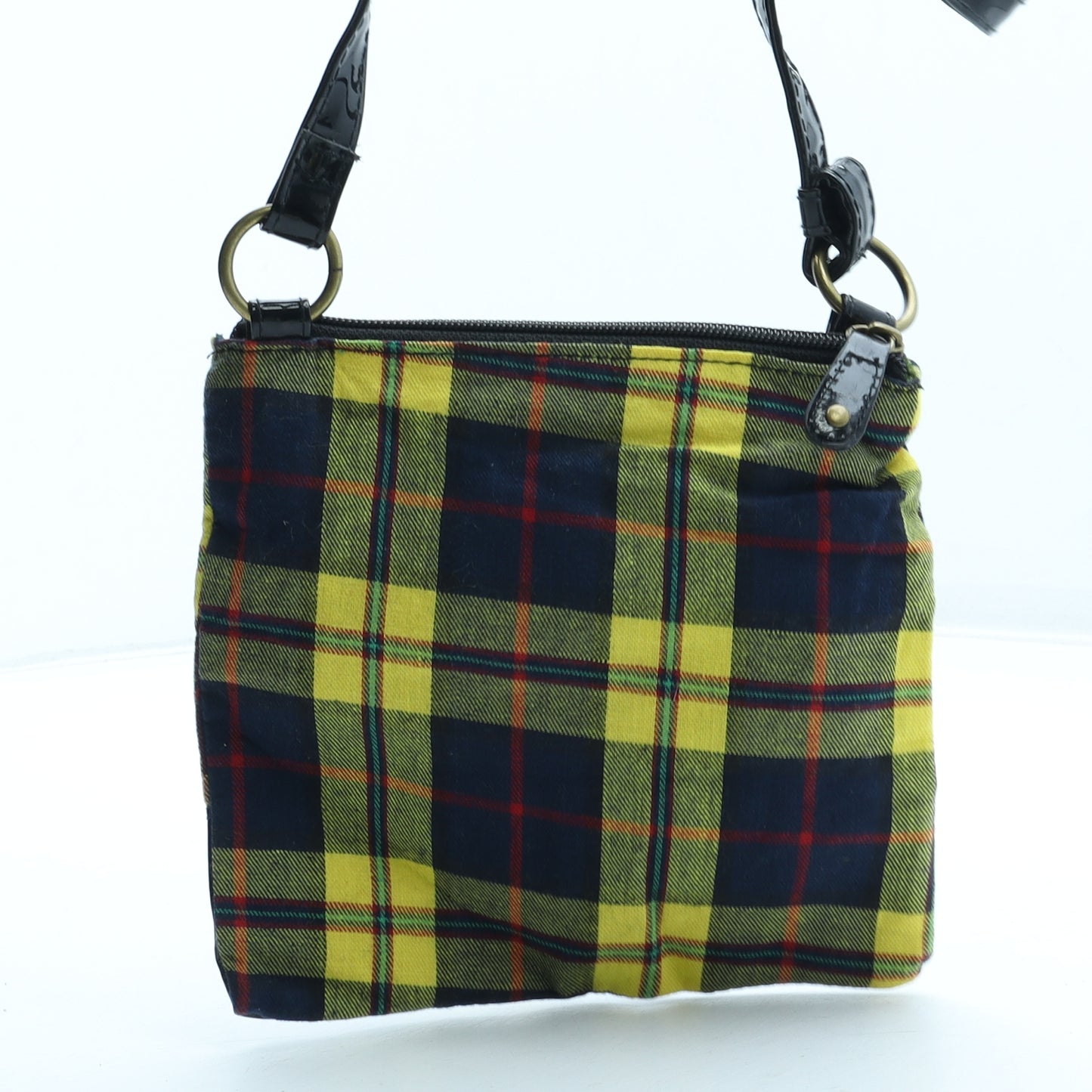 Claires Womens Multicoloured Plaid Polyester Crossbody Size Small