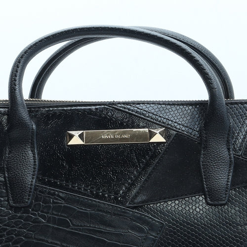River Island Womens Black Geometric Polyurethane Top Handle Bag Size Large