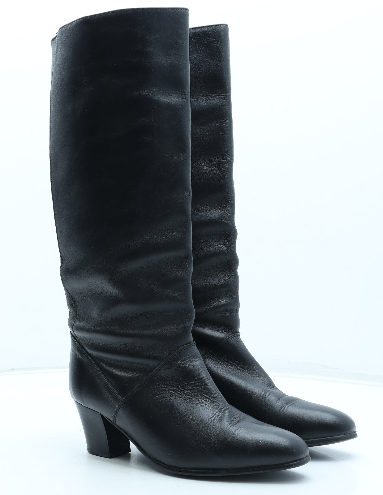 Preworn Womens Black Leather Bootie Boot UK