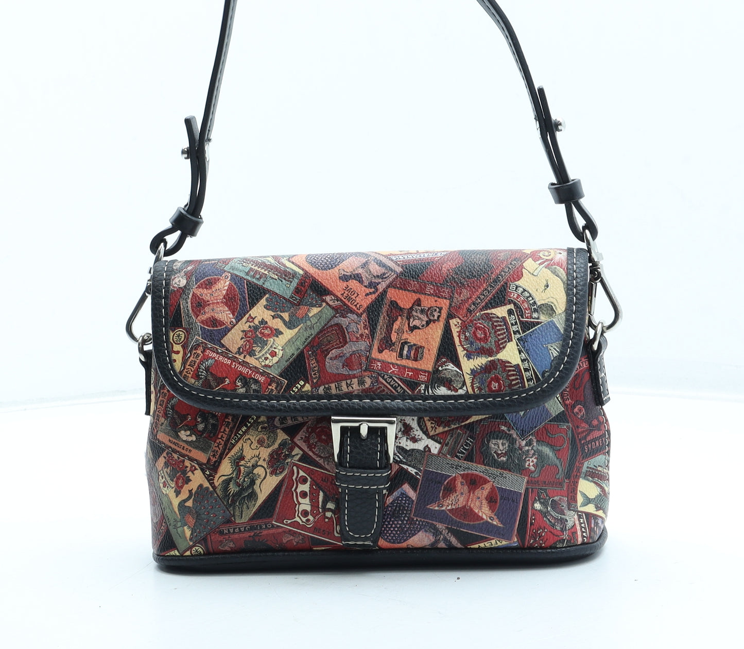 Sydney Love Womens Multicoloured Geometric Polyurethane Shoulder Bag Size Small
