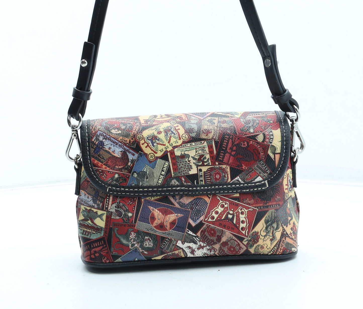 Sydney Love Womens Multicoloured Geometric Polyurethane Shoulder Bag Size Small