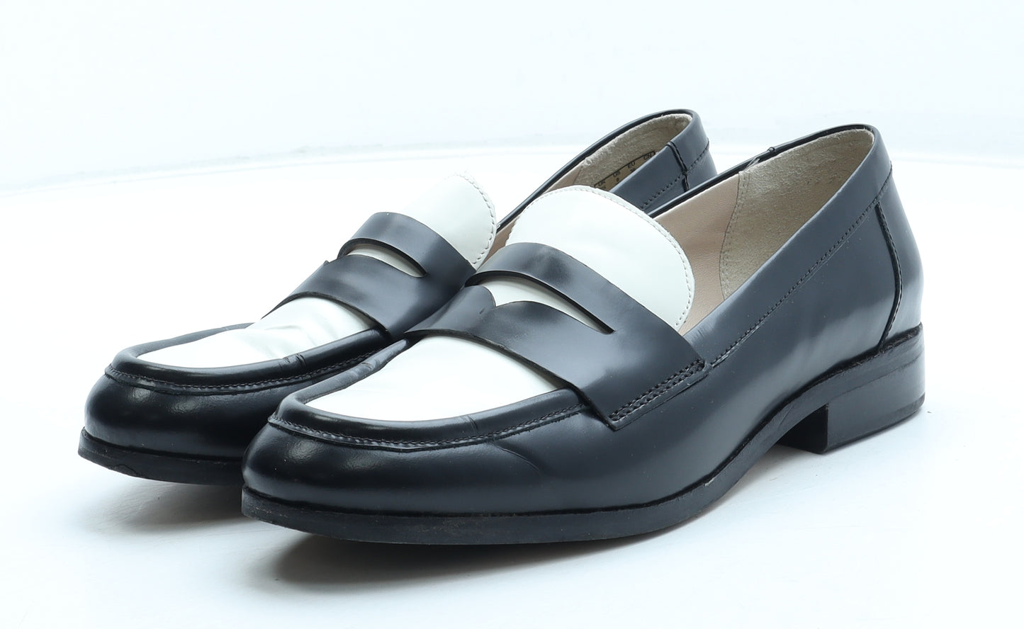 Clarks Womens Black Colourblock Leather Loafer Flat UK