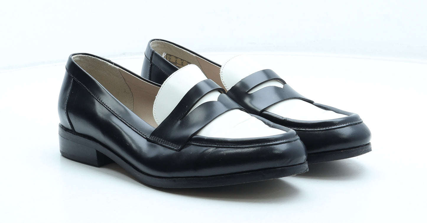 Clarks Womens Black Colourblock Leather Loafer Flat UK