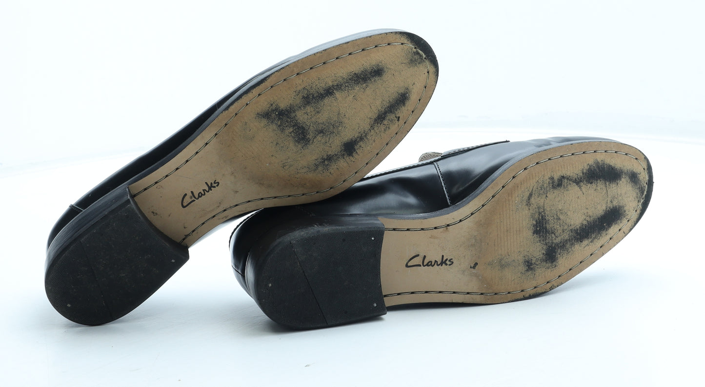 Clarks Womens Black Colourblock Leather Loafer Flat UK