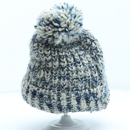 Winter Collections Womens Blue Acrylic Bobble Hat Size L