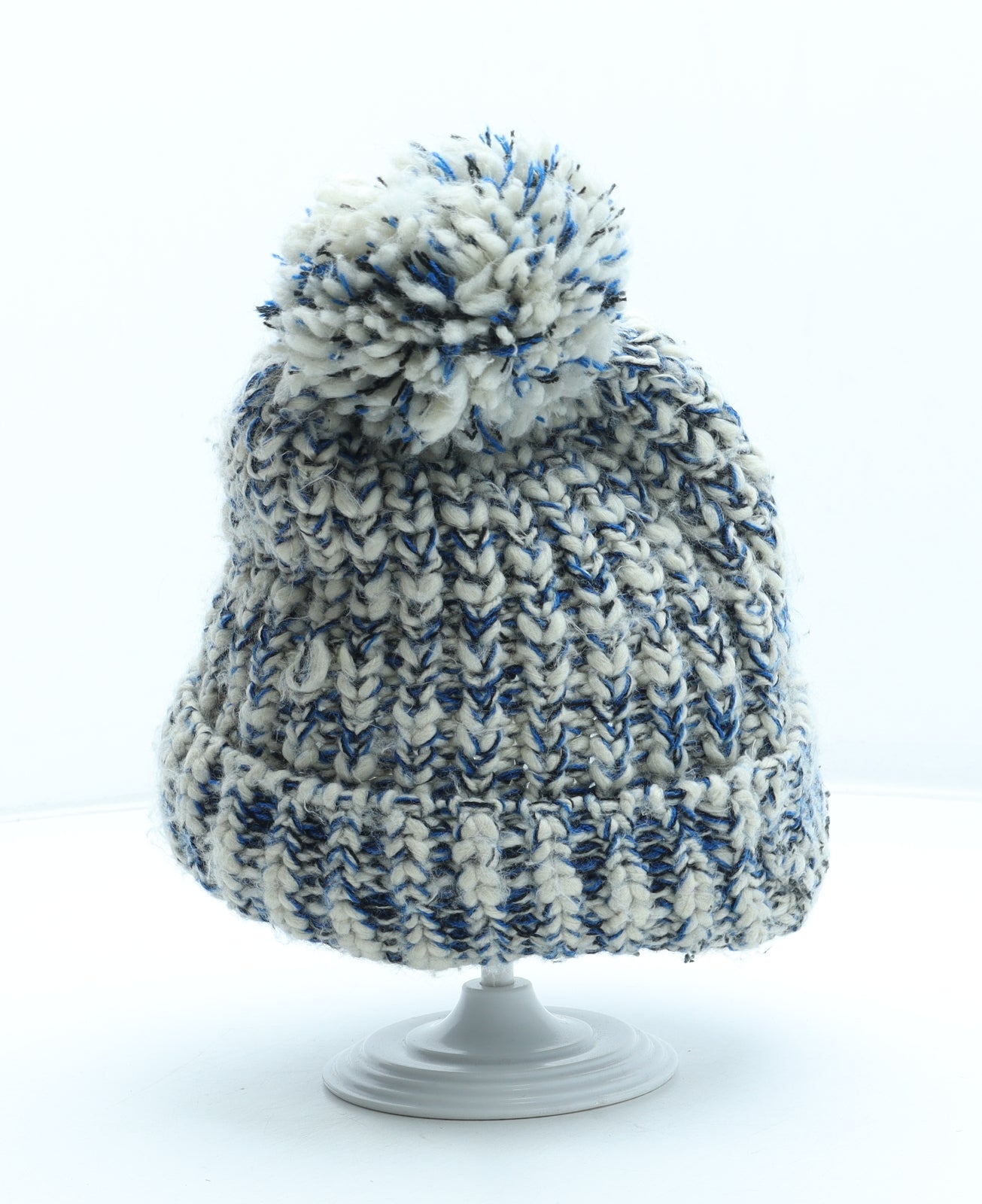 Winter Collections Womens Blue Acrylic Bobble Hat Size L