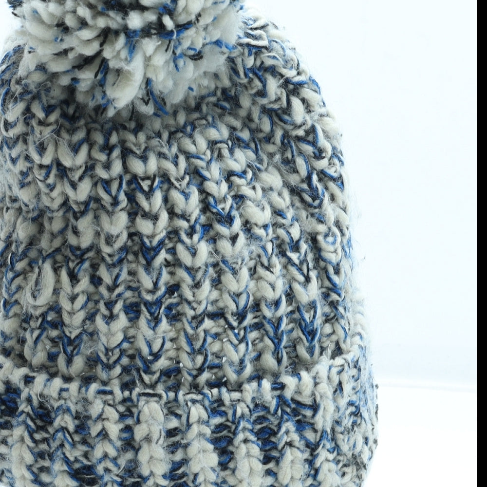 Winter Collections Womens Blue Acrylic Bobble Hat Size L