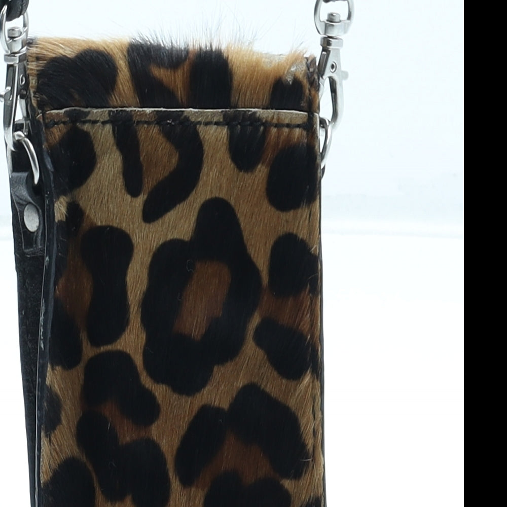 Gharapi Strok Womens Brown Animal Print Leather Crossbody Size Micro - Leopard Pattern