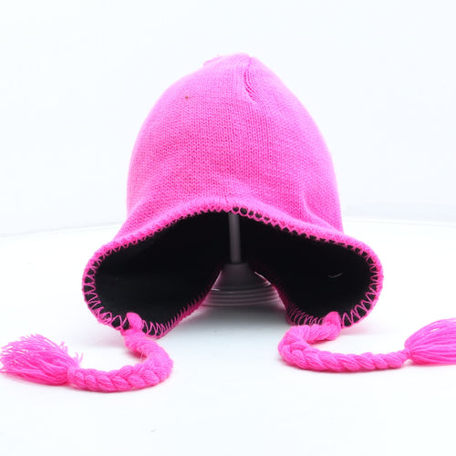 Preworn Womens Pink Acetate Bobble Hat One Size