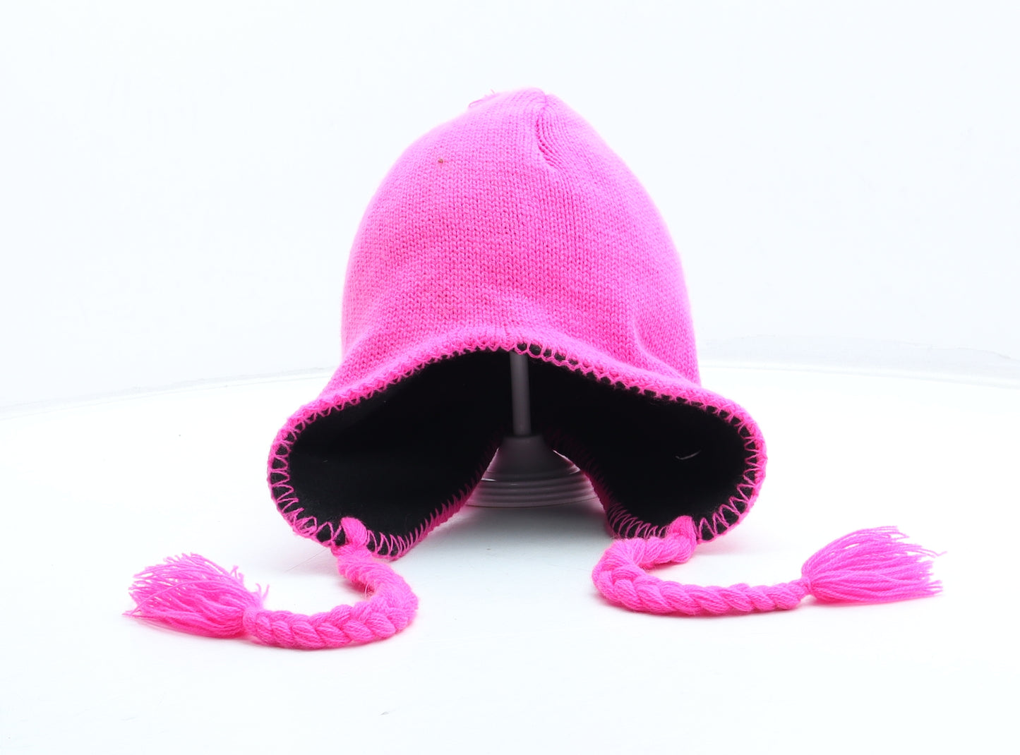 Preworn Womens Pink Acetate Bobble Hat One Size