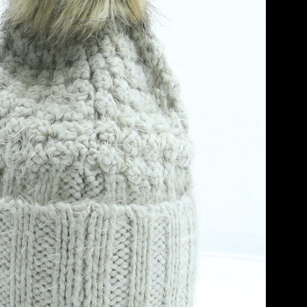 NEXT Womens Beige Acrylic Bobble Hat One Size