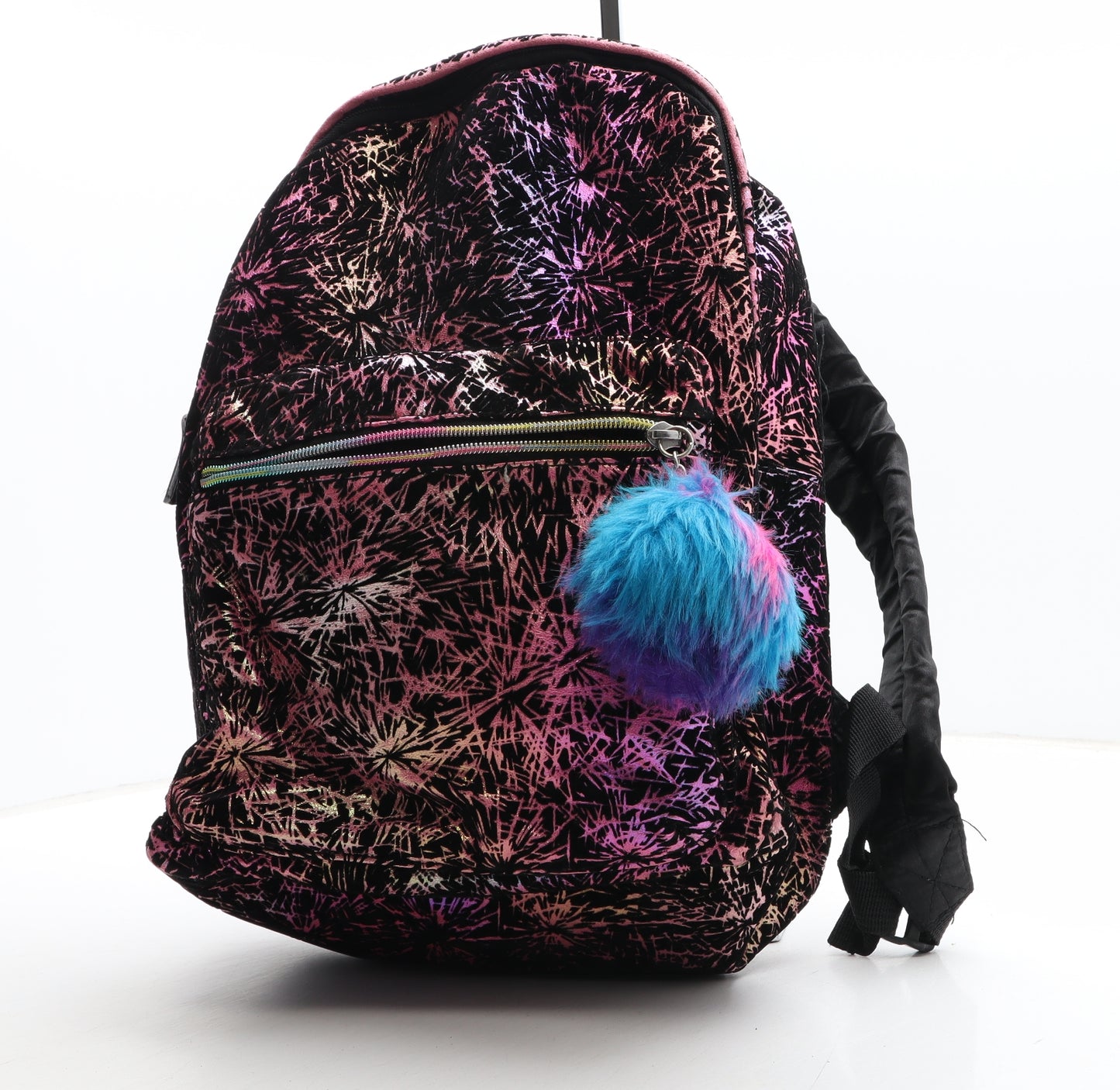 F&F Girls Multicoloured Geometric Polyester Backpack Size Medium Zip