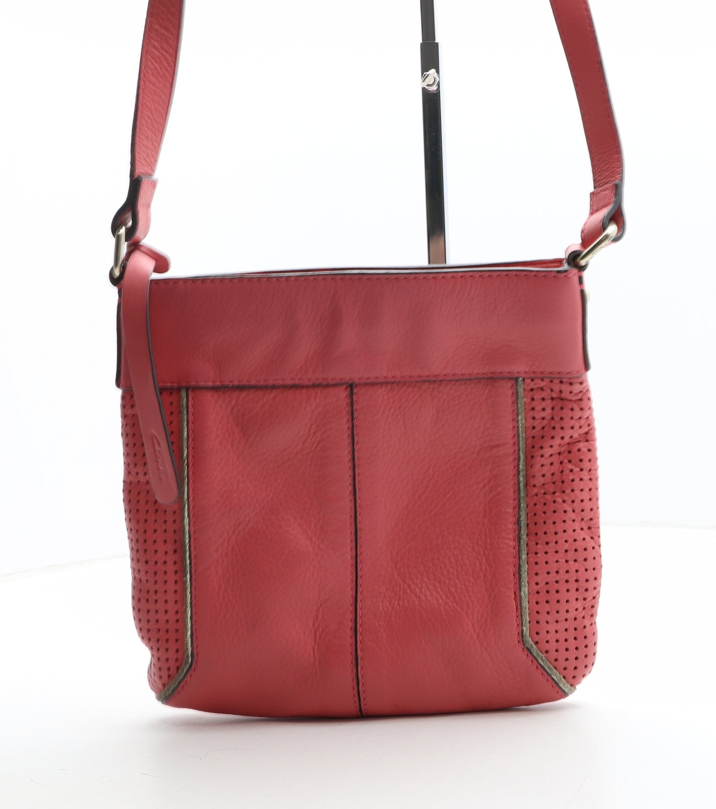 Clarks Womens Pink Geometric Leather Crossbody Size Small