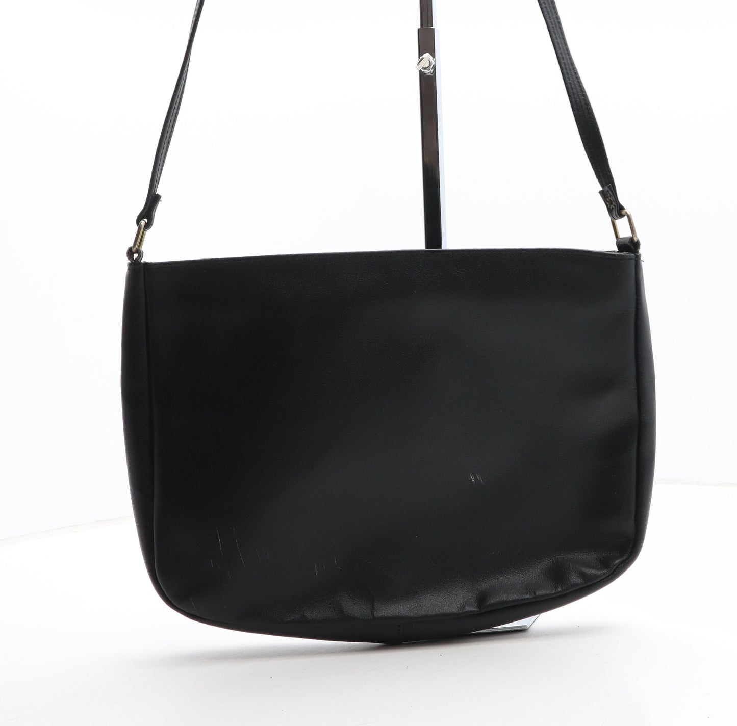 Preworn Womens Black Polyurethane Crossbody Size Small