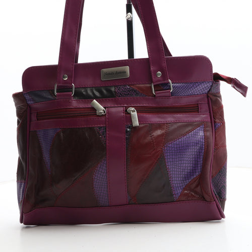 Nathalie Andersen Womens Purple Geometric Polyurethane Top Handle Bag Size Medium