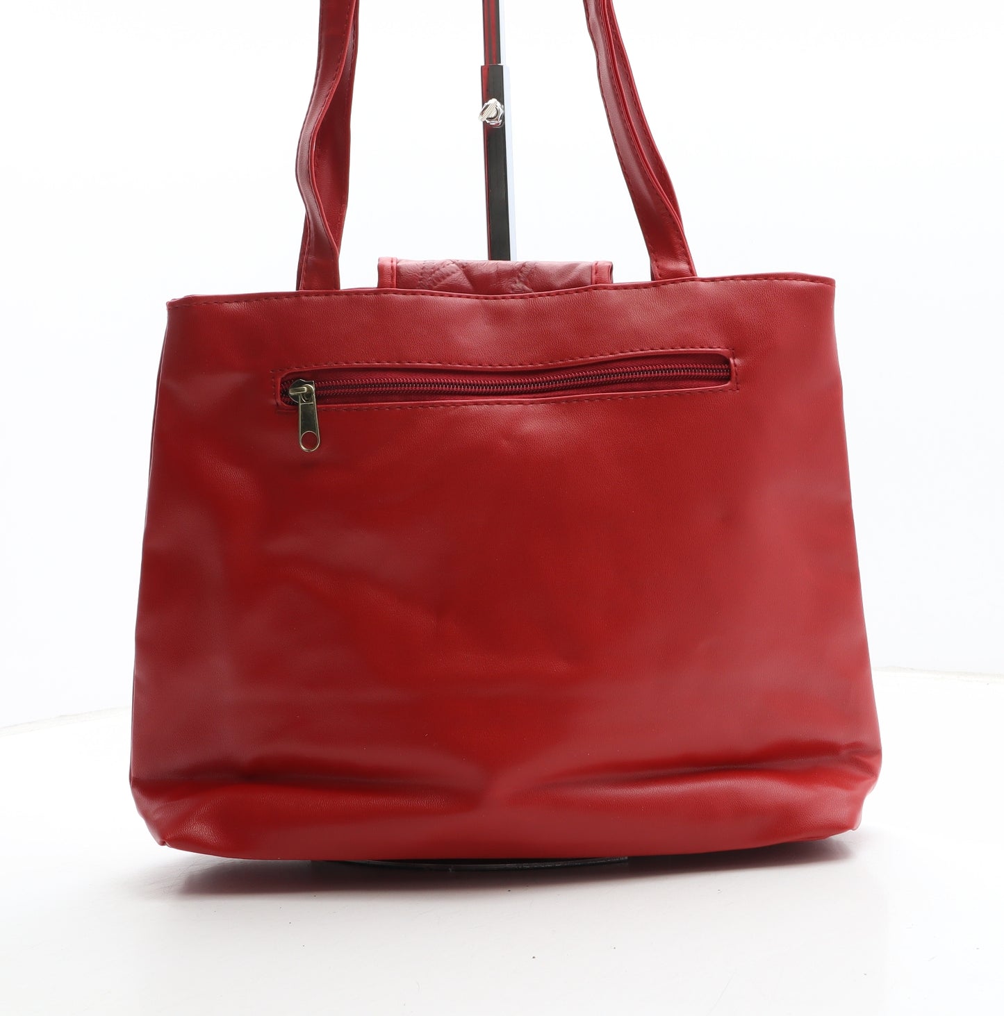 Nathalie Andersen Womens Red Polyurethane Top Handle Bag Size Medium