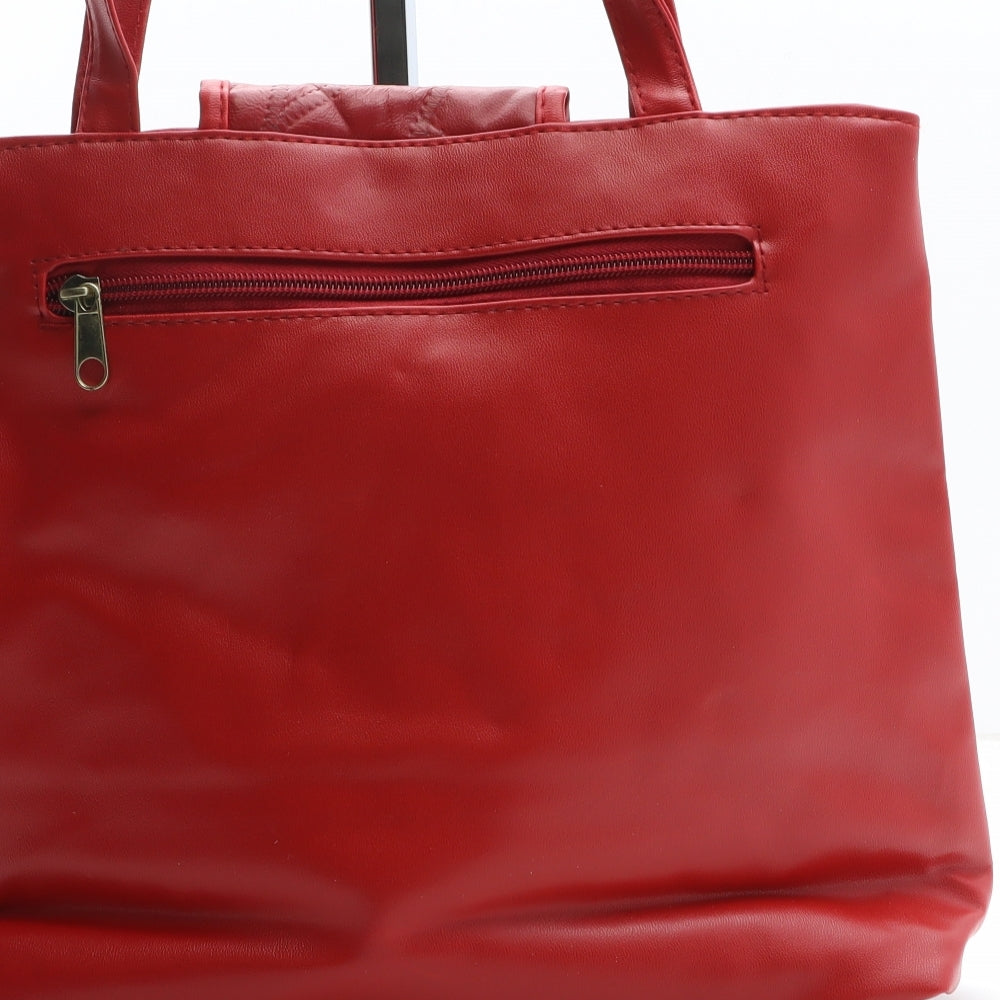 Nathalie Andersen Womens Red Polyurethane Top Handle Bag Size Medium