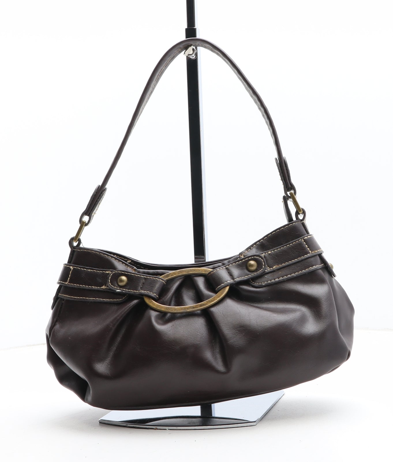 NEXT Womens Brown Polyurethane Top Handle Bag Size Small