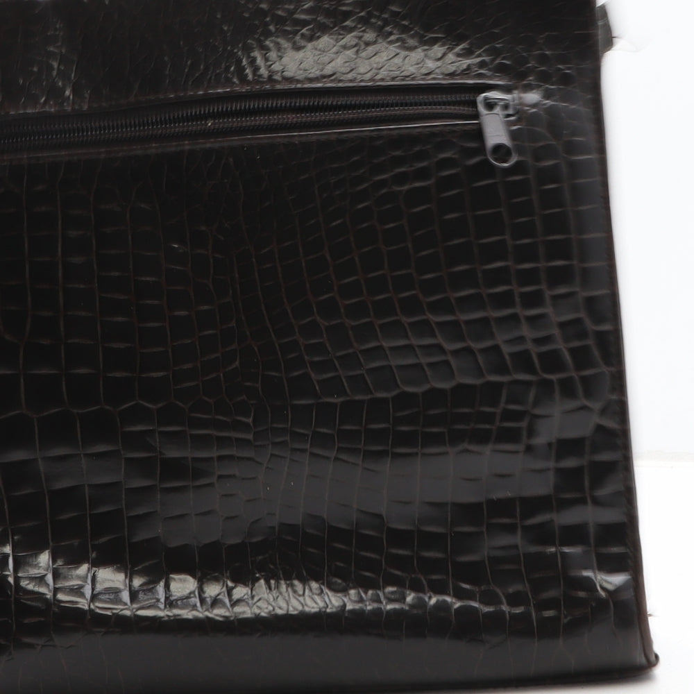 Joanna Hall Womens Brown Geometric Polyurethane Top Handle Bag Size Medium
