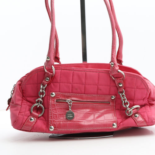 Kathy Womens Pink Geometric Polyurethane Top Handle Bag Size Medium