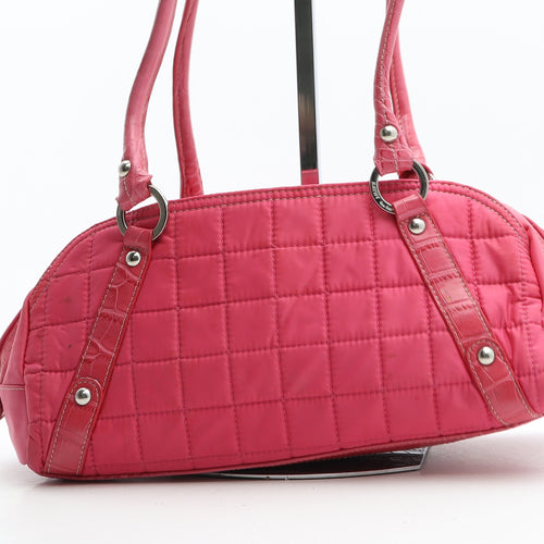 Kathy Womens Pink Geometric Polyurethane Top Handle Bag Size Medium