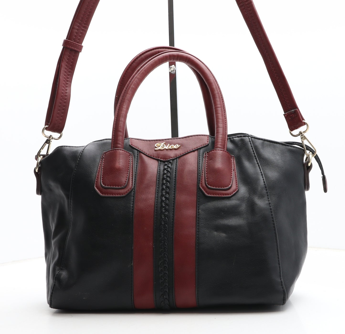 Dice Womens Black Colorblock Polyurethane Hobo Bag Size Medium