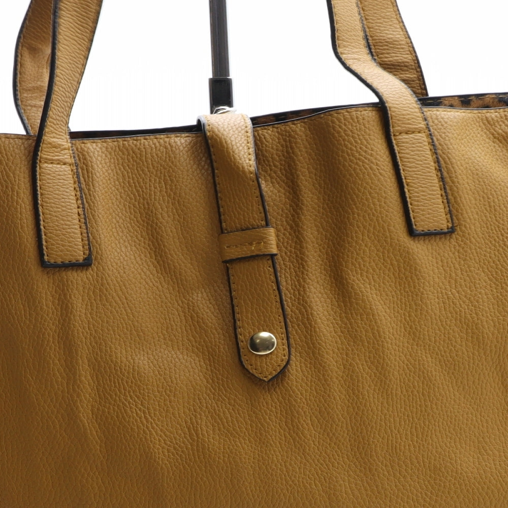 Primark Womens Yellow Polyurethane Top Handle Bag Size Large
