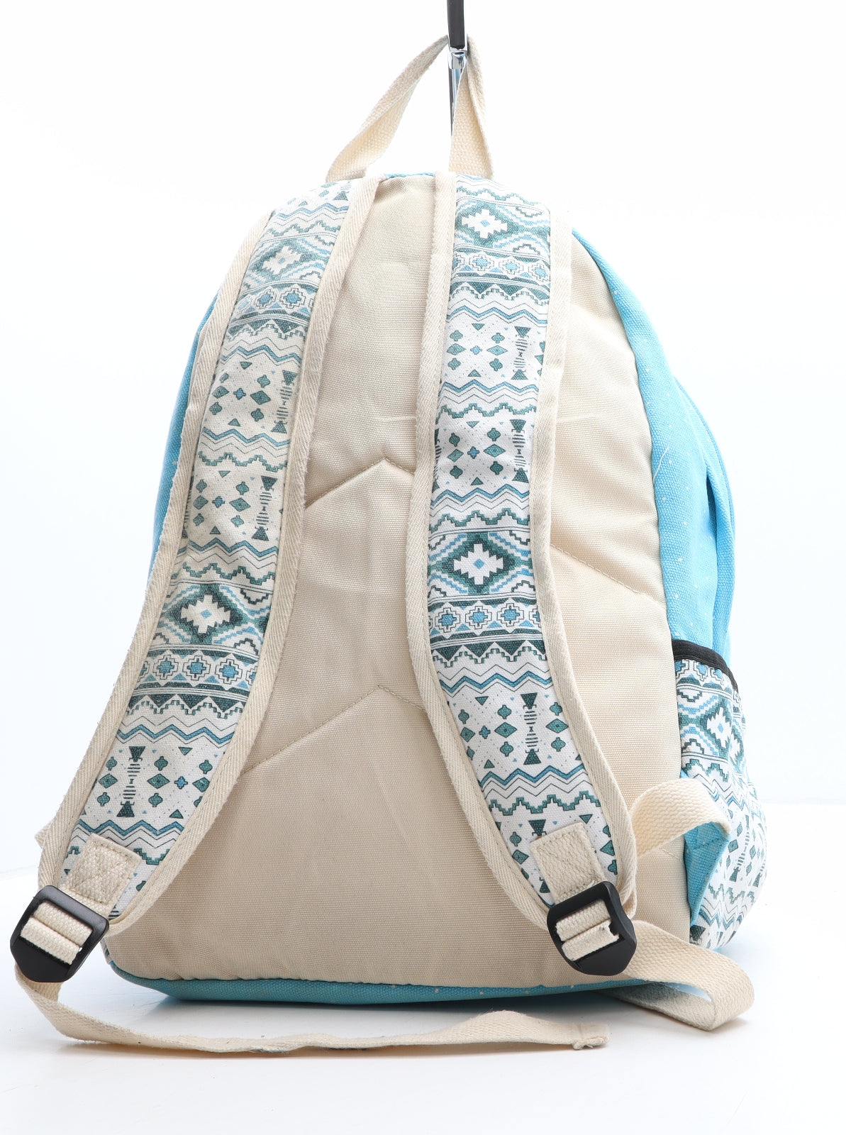 Preworn Womens Blue Geometric Polyester Backpack Size Medium