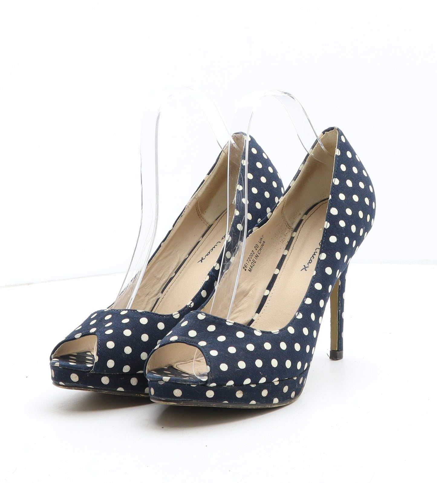 Emilio Luca Womens Blue Polka Dot Synthetic Court Heel UK