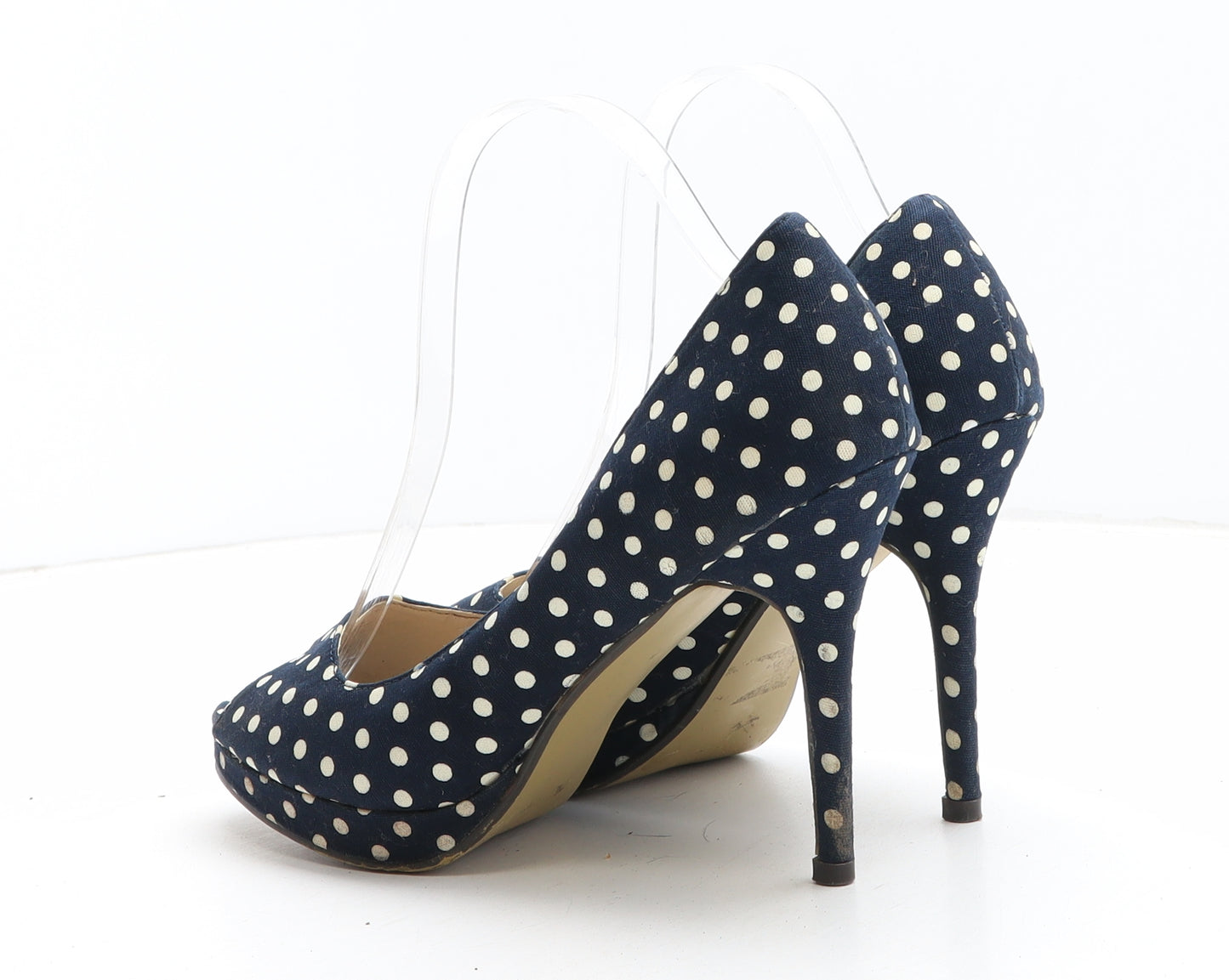 Emilio Luca Womens Blue Polka Dot Synthetic Court Heel UK
